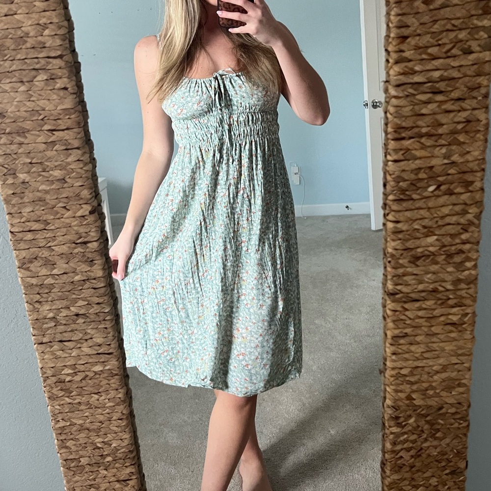 Rails Floral Smocked Sundress revolve dress midi flowers blue green sleeveless